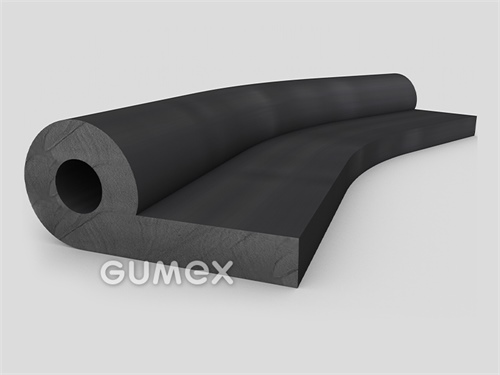 "P" Gummiprofil mit Loch, 63x29/10mm, 60°ShA, EPDM, -40°C/+100°C, schwarz, 